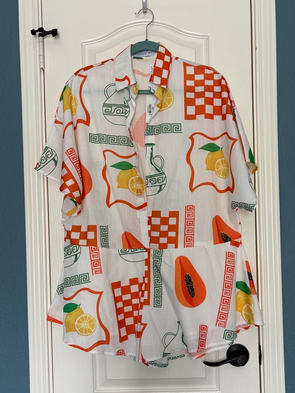 Petal & Pup Sebastian Romper - White Orange Printed Short Romper - Picture 2 of 4